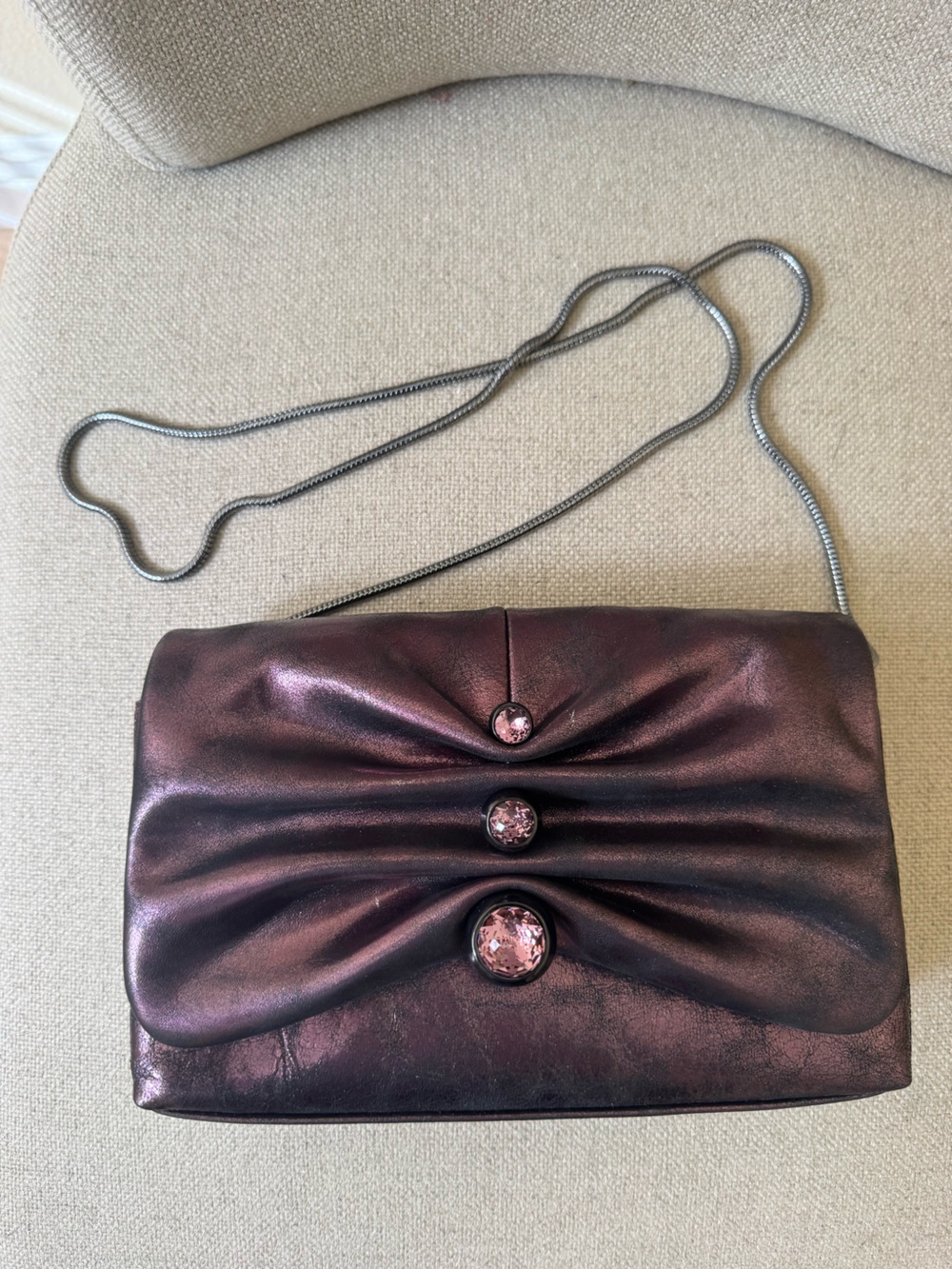 NWT Alexis Bittar Metallic Plum Crossbody Leather Bag